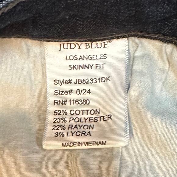 Judy Blue Skinny Fit Blue Jeans Button Fly Style #JB82331DK Women’s Size‎ 0 / 24 - Picture 7 of 8